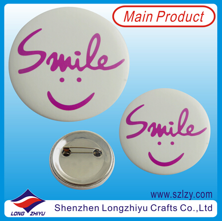 Smile Face Button Pins Tinplate Badge with Custom Design Available