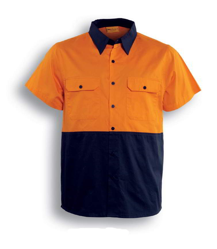100% Cotton Short Sleeve Hi Vis Twill Safety Work Shirt