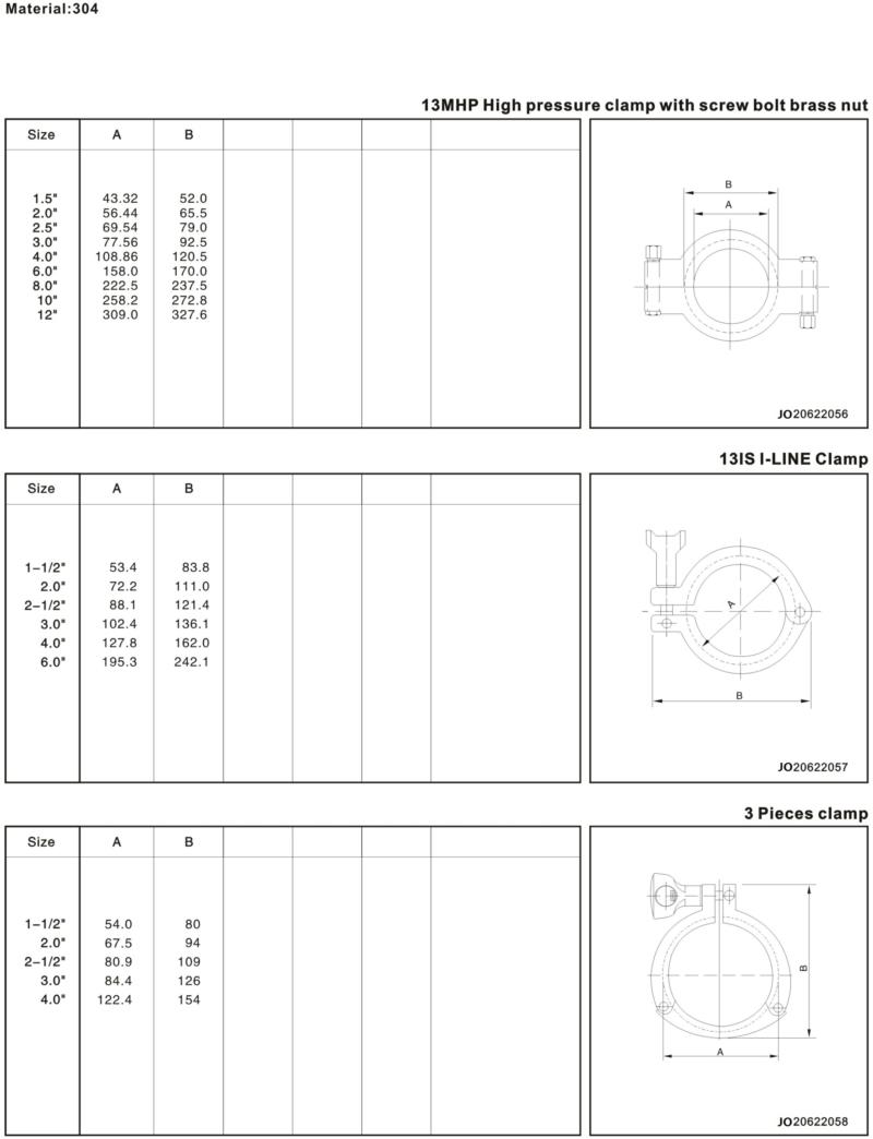 Sanitary Tri Clamp Set Fittings