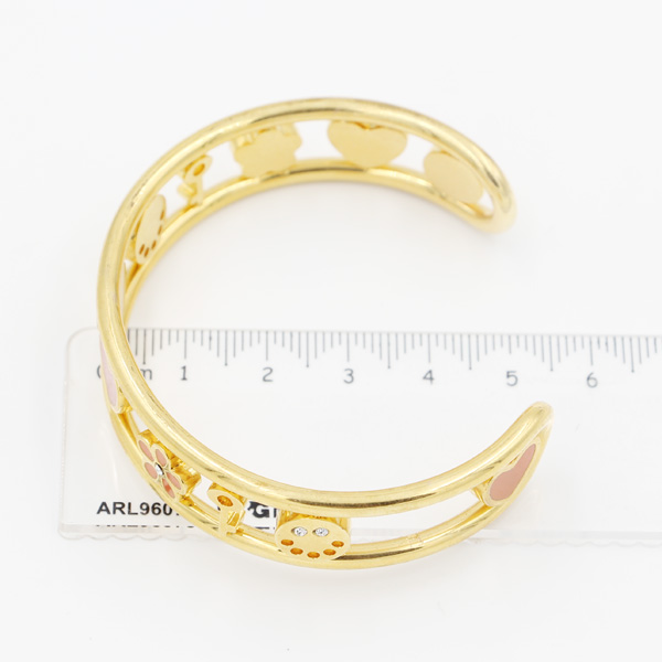 IP Gold Plating Open Cut out Cuff with Enamel