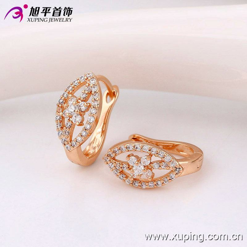 Fashion Fancy CZ Diamond Rose Gold Color Imitation Jewelry Earring Huggies -90750