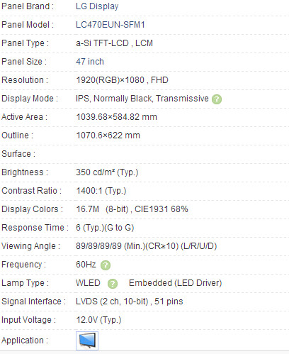 LCD Panel LC470eun-Sfm1 Industrial LCD Panel