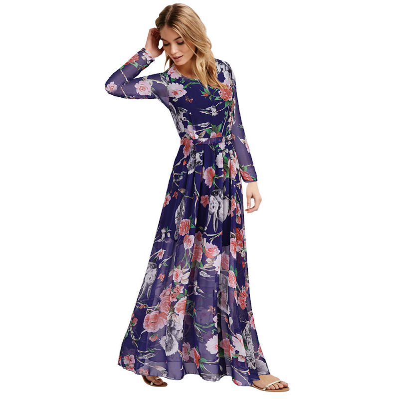 European Women's Summer Sexy Printed Maxi Dress