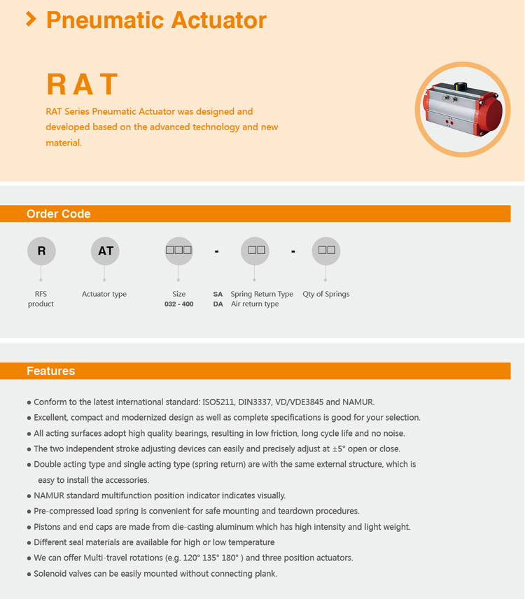 Pneumatic Actuator with Double & Single Acting (RAT160DA)