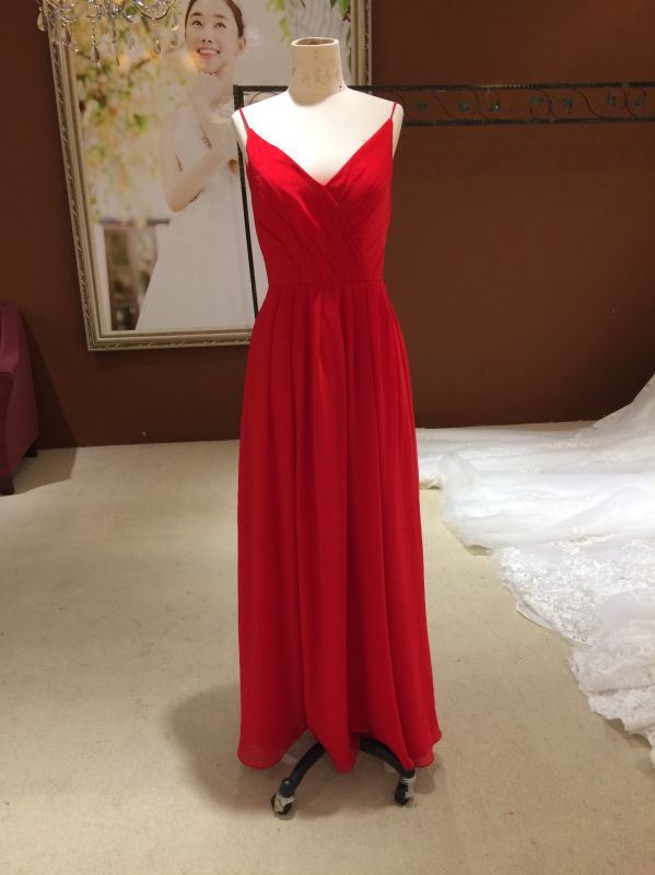 New Arrival 2017 Marriage Red Chiffon Bridesmaid Dresses