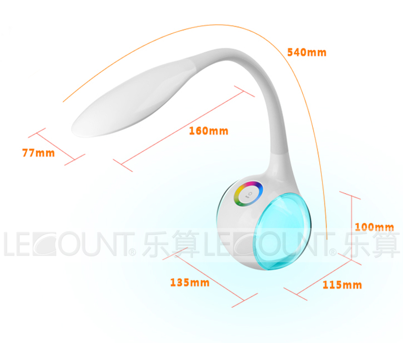 LED Table Lamp with Touch Dimmer and RGB Color Light (LTB020)