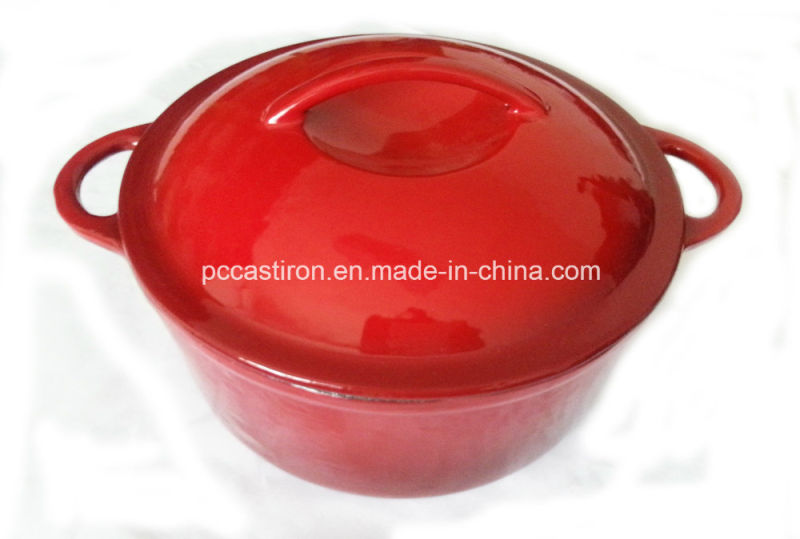 26cm Red Enamel Cast Iron Casserole Cookware with Cast Iron Cover China