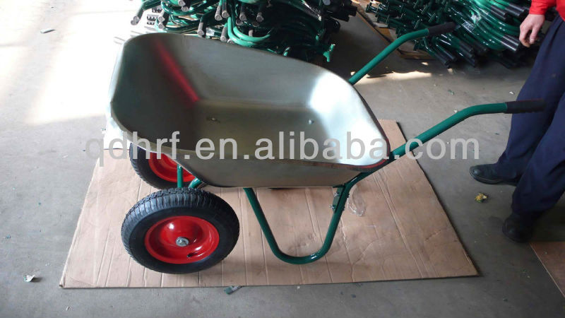 Double Wheels Handle Zinc Tray Wheelbarrows Wb6407