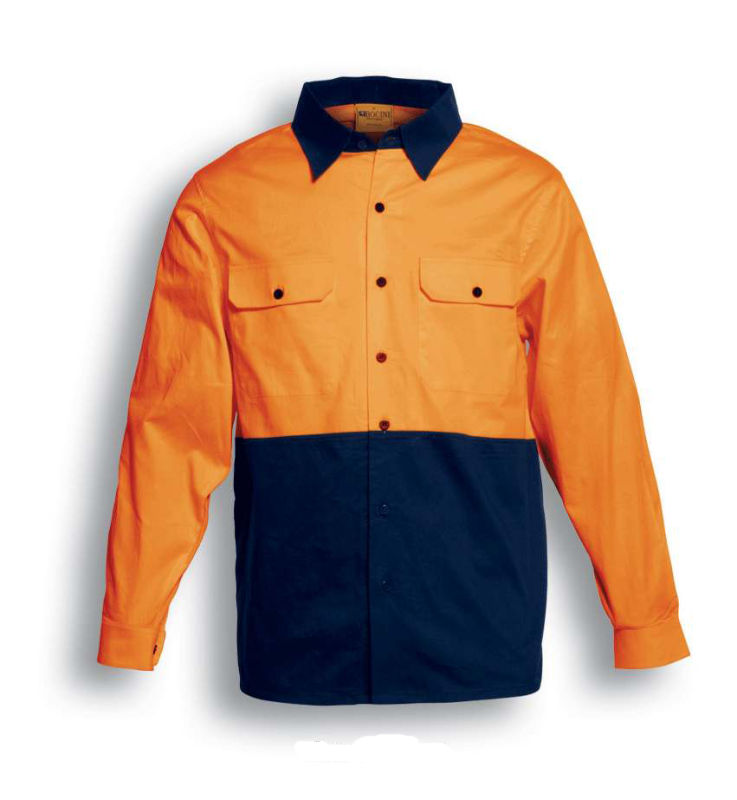 100% Cotton Long Sleeve Hi Vis Twill Safety Work Shirt