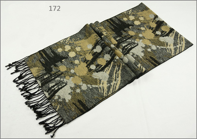 Womens Unisex Reversible Cashmere Feel Winter Warm Checked Diamond Flower Printing Thick Knitted Woven Scarf (SP271)