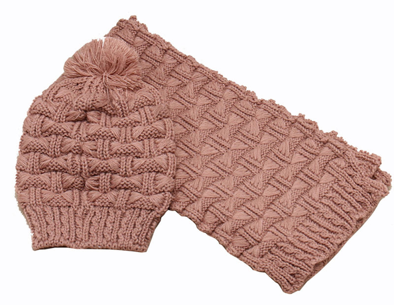 Womens Winter Warm Scarf Beanie Set Cable Knitted Scarf (SK163S)
