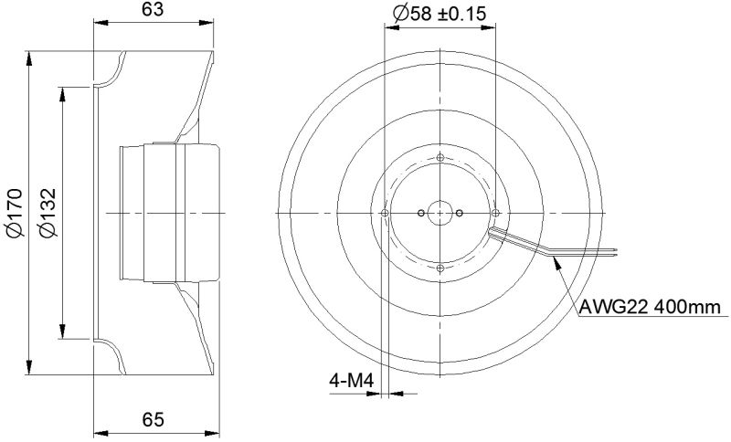 170mm Diameter AC Centrifugal Fans with Maintenance-Free Ball Bearings