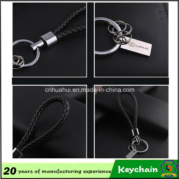 Black Weave Leather Keychain