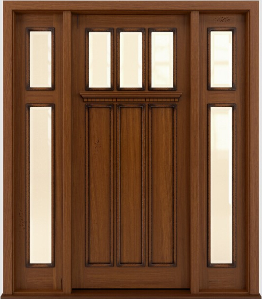 Traditional Stained Front Solid Mahogany Wooden Doors Design with Glass