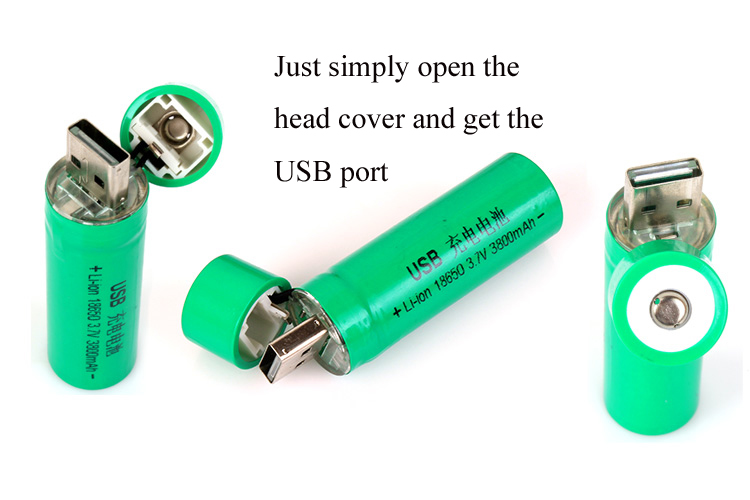 Rechargeable 18650 Battery with Built in USB Port