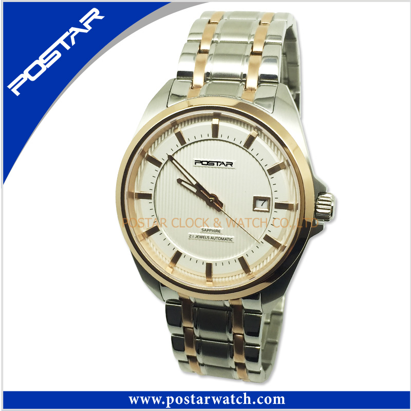 Two Tone Plating Stainless Steel Automatic Business Men's Watch