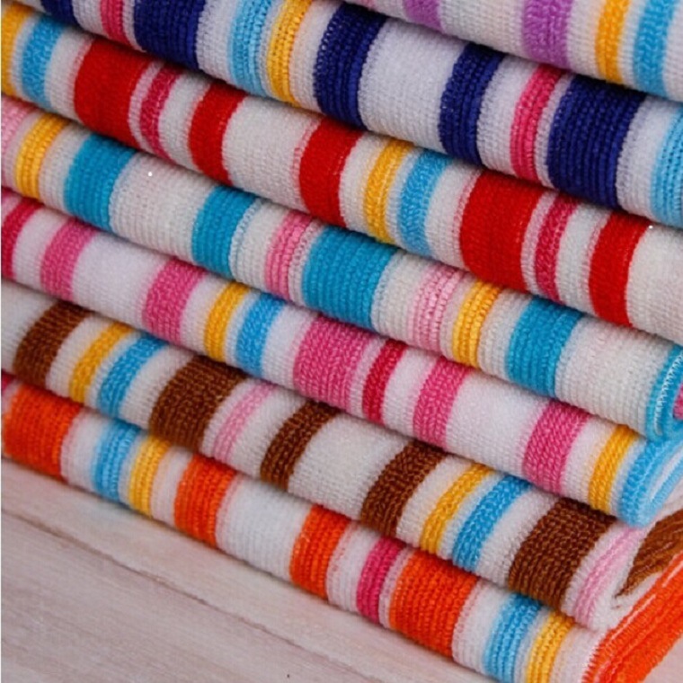 Polyester Colorful Stripe Terry Towel Cloth Fabric for Home