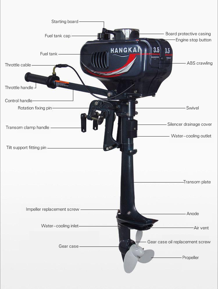 High Quality 2-Stroke 3.5HP Hangkai Outboard Motor with CE