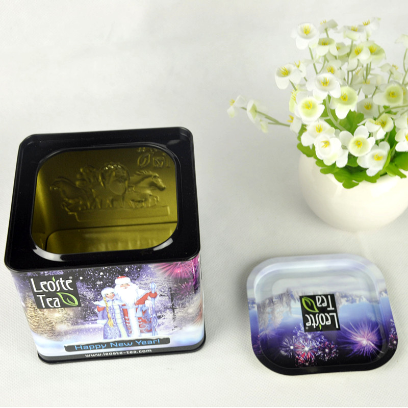 Custom Made Square Metal Tea Tin Box with Airtight Lid