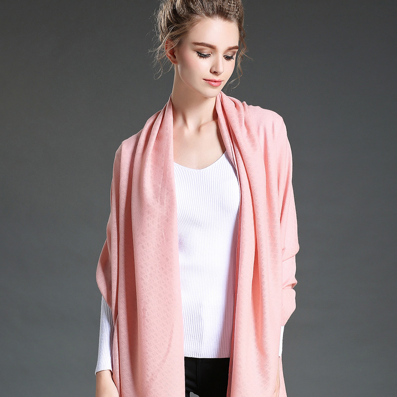 Women in Winter to Keep Warm Plain Pink Polyester Scarf Shawl