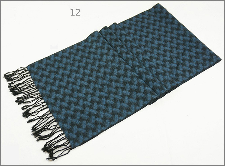 Men's Womens Unisex Reversible Cashmere Feel Winter Warm Checked Diamond Printing Thick Knitted Woven Scarf (SP815)