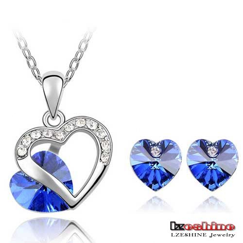 Heart Shaped Crystal Necklace&Earring Sets 9colors (ST-HQ0011-a-2)