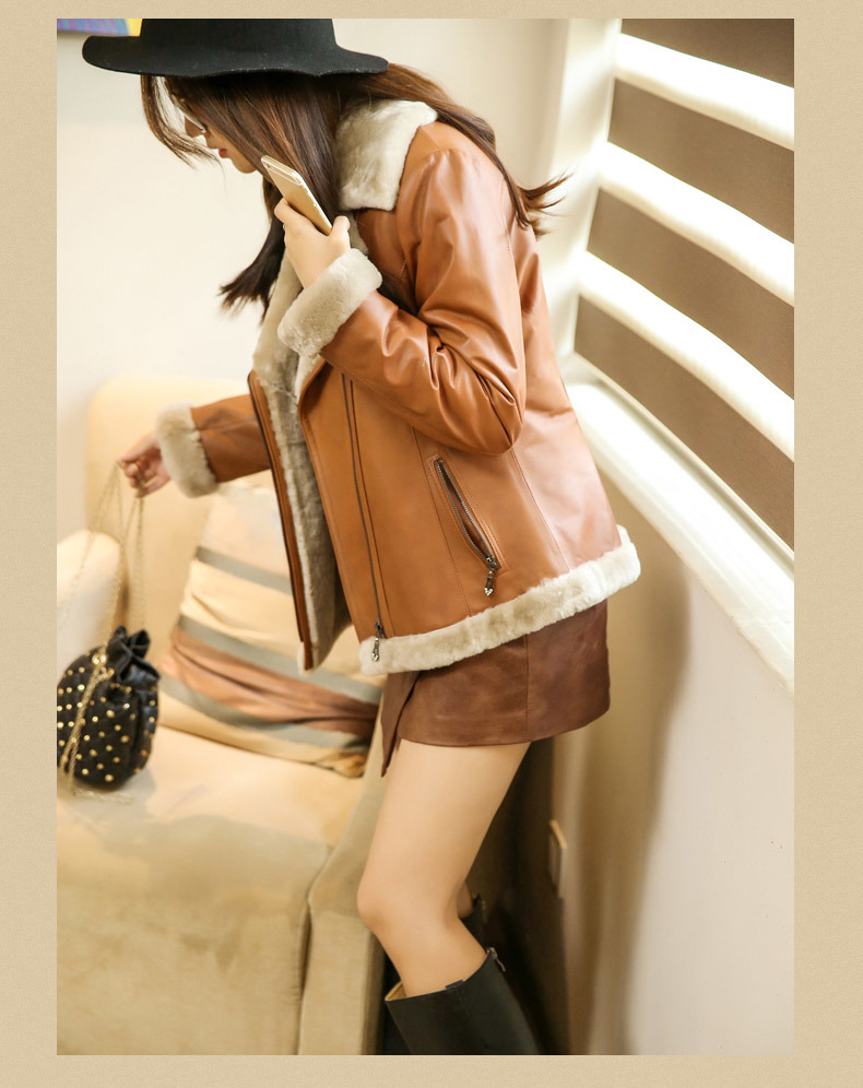 Fashion Women's Shearling Coat Short Style