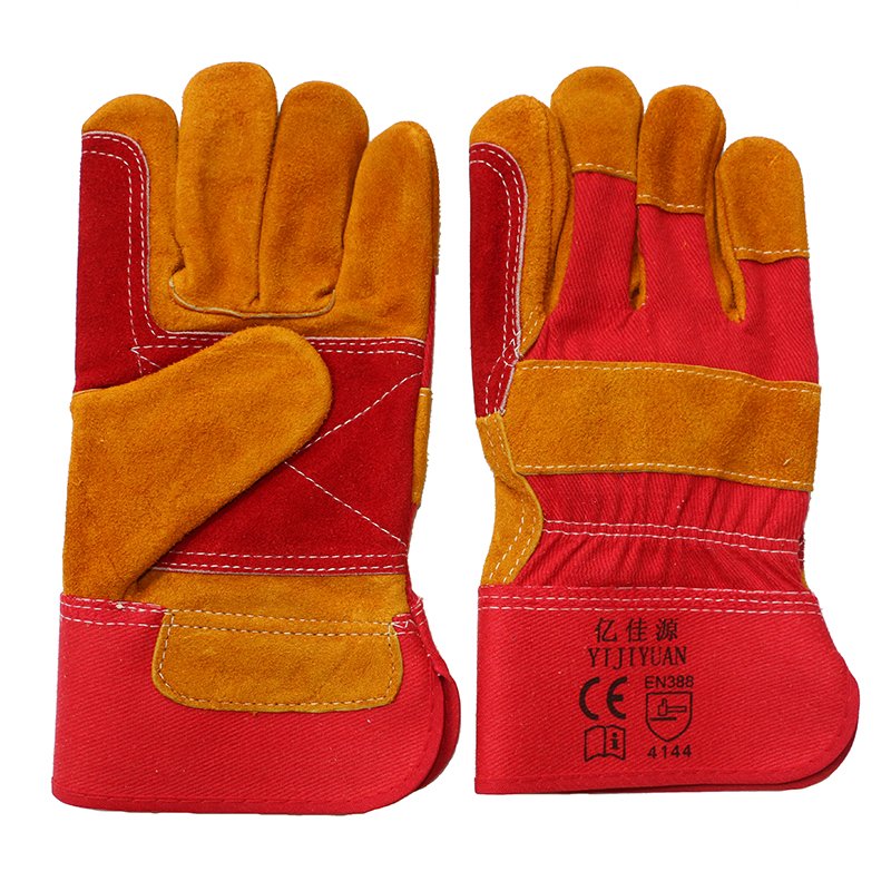 Cow Split Leather Cut Resistant Double Palm Working Safety Gloves