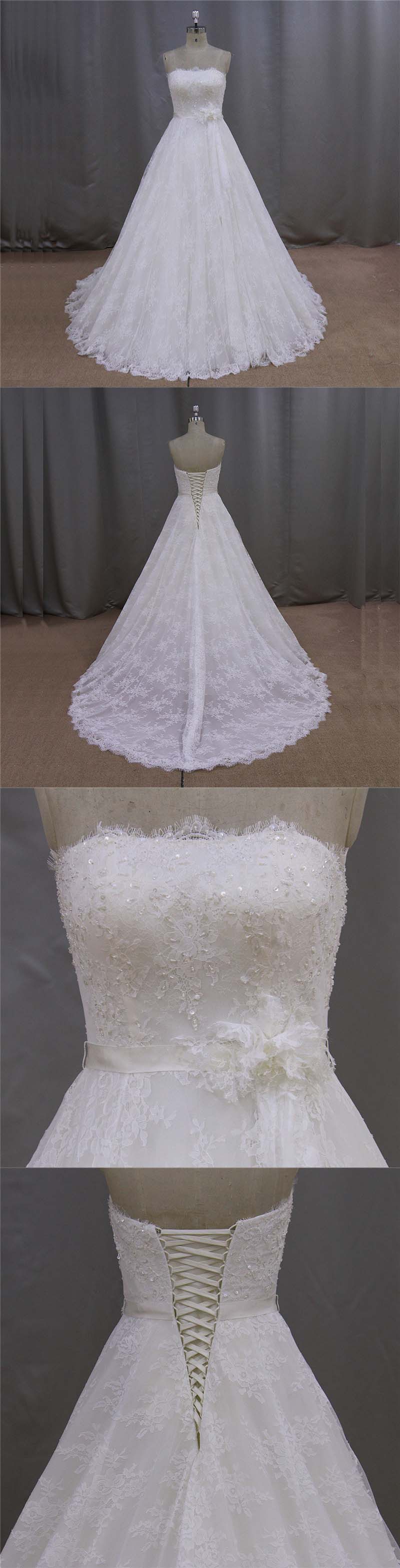 Gorgeous Elegant Decorative Handmade Flowers Wedding Dress