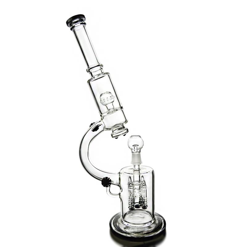 Microscope Glass Smoking Water Pipe with Slitted Rocket Percolator (ES-GB-407)