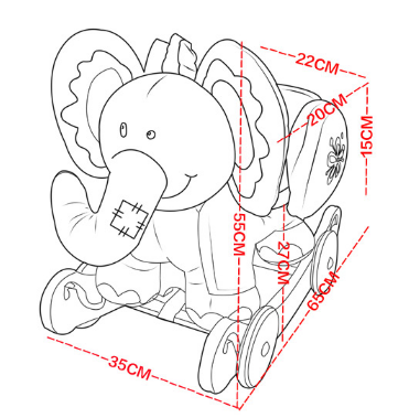 Double Function Wooden Rocking Animal-Elephant Rocker with Safeguard