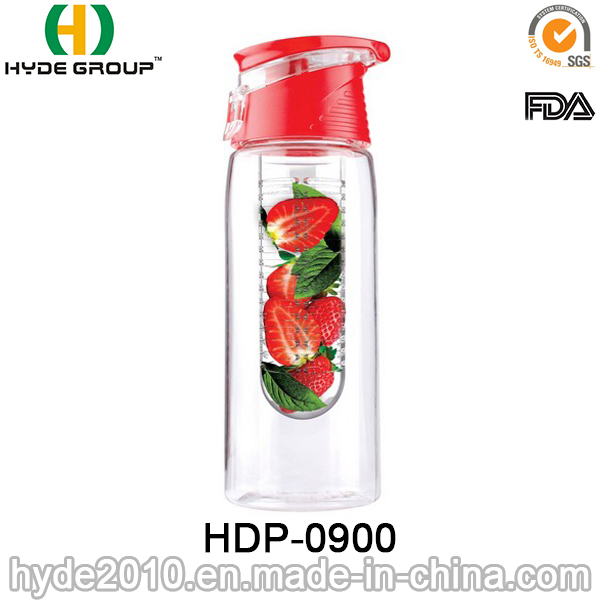 23oz Tritan Material Water Bottle with Fruit Infuser, BPA Free Plastic Fruit Infusion Bottle (HDP-0900)