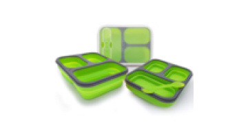 Spot outdoor folding microwave bento portable silicone crisper box divided grid lunch box wholesale1