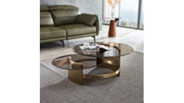 nordic gold metal leg circle round glass top side coffee table modern center table tempered smokey glass sofa table1