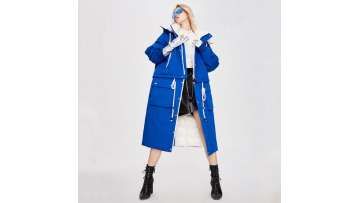 Contarst Color Long Parka Jacket