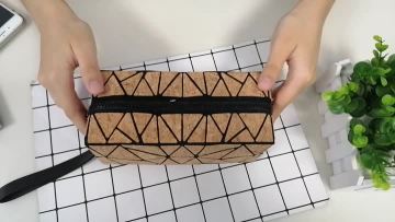 Custom geometric design noctilucent cork hand bag