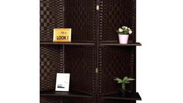  Room Divider Folding Privacy Screens Partition Wall with 2 Display Shelves