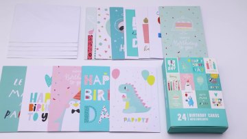 Wholesale Custom Printed Luxury Blank Kids Happy Birthday Paper Greeting Cards with Box Set Assorted1