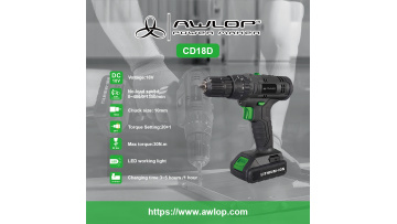 AWLOP Cordless Drill 20+1 Torque setting with led working light CD18D