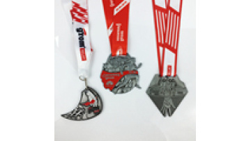 3D ski sports medal design your own sports logo medal antique brass custom ski medal with sublimation ribbon1