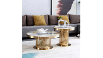 Modern minimalist round living room light luxury sofa side table designer creative Nordic marble coffee table combination1