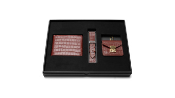 Brown Crocodile Wallet Gift Set