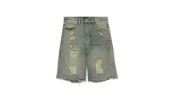 Custom Logo Simple Vintage Jeans Light Wash Denim Shorts Summer Cotton Shorts1