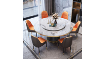 Modern luxury marble round rotation table top stainless steel base home dining table1