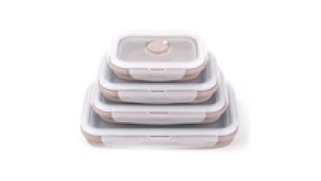 Wholesale Food grade 4pcs silicone foldable lunch box set folding Food storage container with lid1