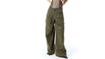 OEM Wholesale Custom women camouflage cargo pants multiple pockets fashion high waist wide leg pants1
