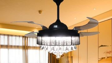 Ceiling fan crystal chandelier light