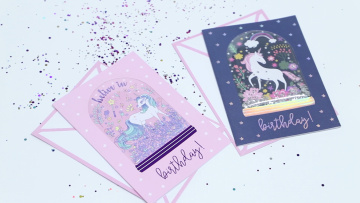 Customized Printing Luxury Foldable Gold Foil Shake Girls Cute Unicorn 3D Happy Birthday Greeting Cards1