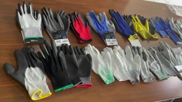 13g polyester Polyurethane palm Coated Flat Grip esd industrial work gloves1