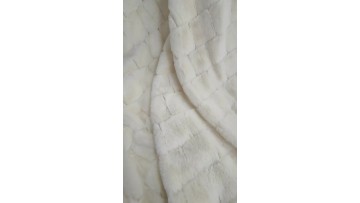 3d Plaid Jacquard Faux Rabbit Fur Fabric